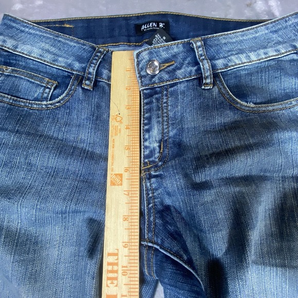 Allen B Womens Flare Jeans 10 Boot Mid rise Blue Rhinestones Boho Festival Ranch - Picture 8 of 11